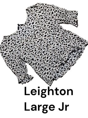 Leighton Black & White Printed Button-Front Blouse